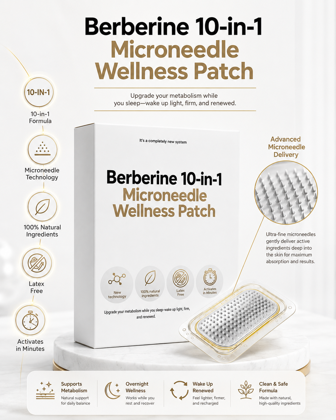 Berberine 10-in-1 Microneedle Wellness Patch Upgrade Your Daily Wellness Routine — One Patch at a Time.